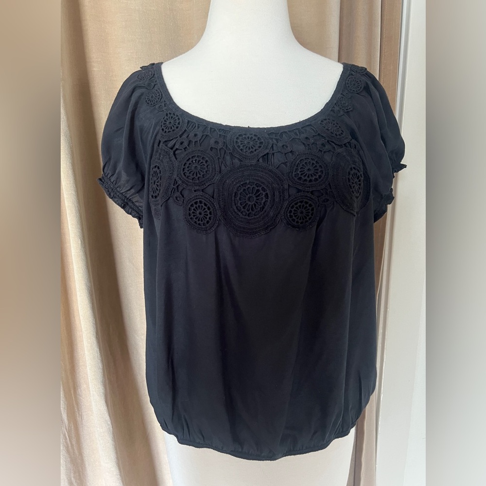 Studio M Black peasant blouse